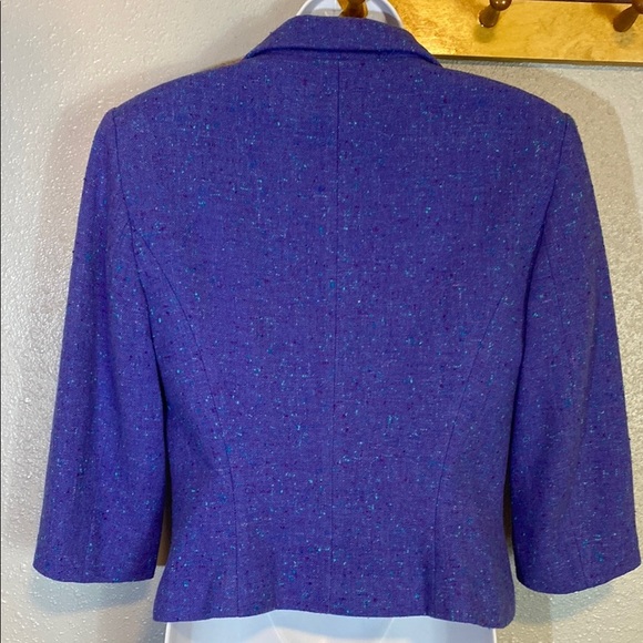 VNTG Bigio Collection Purple & Blue Tweed Knee-Length Pencil Dress Set for Work - Picture 9 of 10